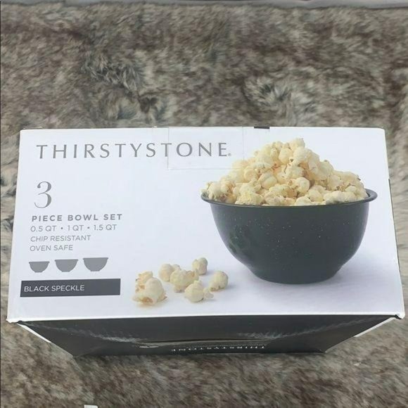 ThirstyStone Black Speckled 3 Piece Bowl Set bakin - Picture 2 of 10